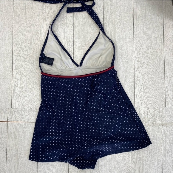 Tommy Hilfiger Navy with white polka dot halter style one piece swimsuit size 8 - Picture 10 of 10